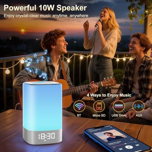Biseoamz Sound Machine With 32 Soothing Sounds, Alarm Clock, White Noise Machine, Night Light, Bluetooth Speaker, App Control, Timer, Alarm Clock For Bedroom Kids, Birthday s For Women Teen Girls Boys Mom