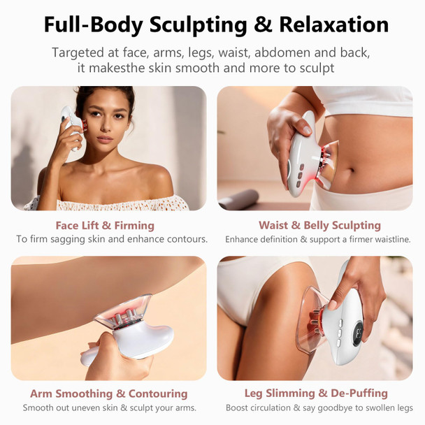 Cxgrise Body Sculpting Machine, 4 In 1 Cellulite Remover For Legs, Adjustable Cellulite Massage Tool, Home Use Cupping Therapy Tool For Belly, Waist, Arms, Legs And Face (Beige)