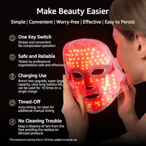 Aesthifae Red Light Therapy For Face And Neck, Red Light Therapy Mask Portable Led Face Mask Cordless, Eye-Protection For True Anti-Wrinkles Skincare At Home