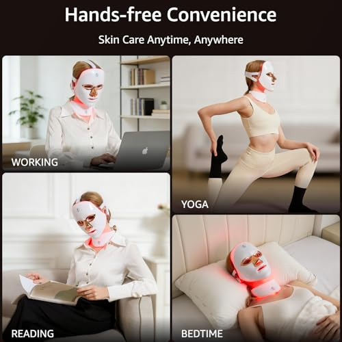 Aesthifae Red Light Therapy For Face And Neck, Red Light Therapy Mask Portable Led Face Mask Cordless, Eye-Protection For True Anti-Wrinkles Skincare At Home