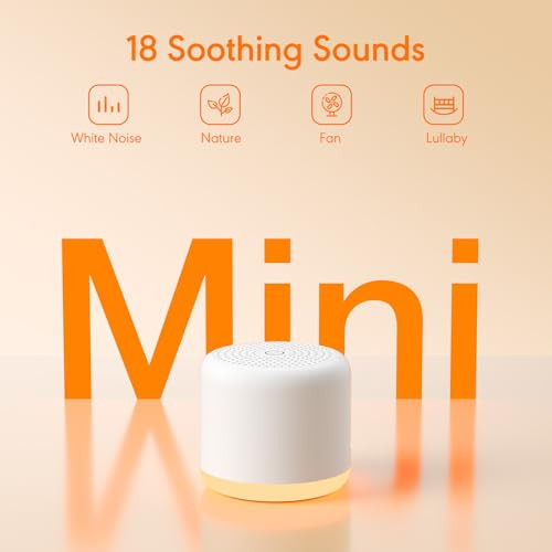Smilebop White Noise Machine With Night Light, 18 Soothing Sounds Portable Sound Machine For Baby Adults, Mini Travel Sound Machine For Sleeping With Memory Timer, Office Hotel