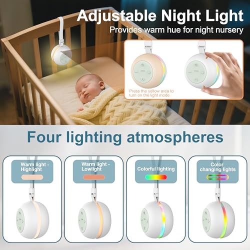 Wobrikosee Portable Sound Machine For Baby Kids Adults, Usb Rechargeable White Noise Machine With Timer Function,18 Smooth Sounds, 256-Color Changing Mood Light, Memory Function, Sound Therapy For Home, Travel