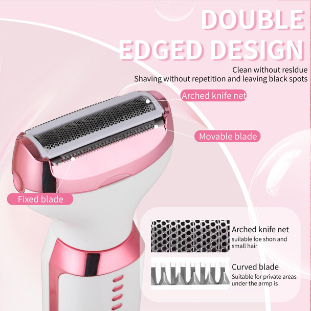 Beanify Electric Razor For Women Men With Led Display,4 In 1 Ladies Wet & Dry Body Razors And Facial Hair Remover, Rechargeable Hair Removal Kit For Nose Face Body Leg Bikini Arm Hair (Multicolor Pi)