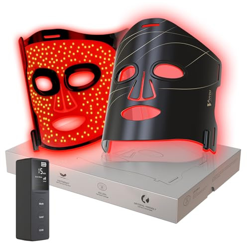 V Vym By Clinmate Infrared Red Light Therapy Mask High Power For Glowing Skin Ultra-Thin 1.8Mm 830Nm 633Nm 590Nm Rechargeable Red Light Therapy For Face Luxury - Black Line 4.6Oz
