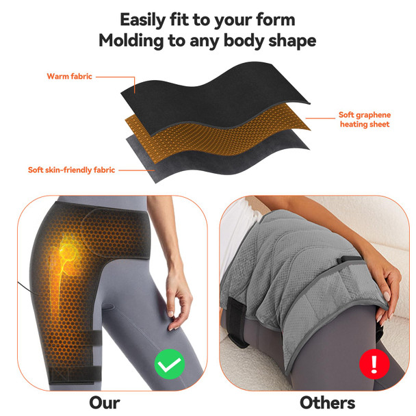 Yabuu Heated Massage Waist Hip Support Brace Heating Pad For Sciatica Pain Relief Hot Physical Therapy Waist/Lower Back/Thigh/Buttock For Men Women