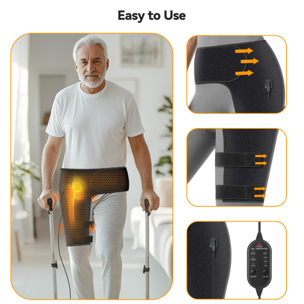 Yabuu Heated Massage Waist Hip Support Brace Heating Pad For Sciatica Pain Relief Hot Physical Therapy Waist/Lower Back/Thigh/Buttock For Men Women