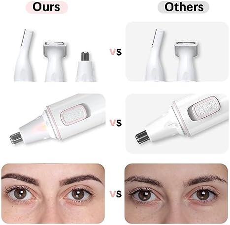 Automoness Antomoness Electric Eyebrow Trimmer For Women Hair Remover For Eyebrow Nose Face And Body Hair Removal With Led Light And Lithium-Powered Rechargeable Painless
