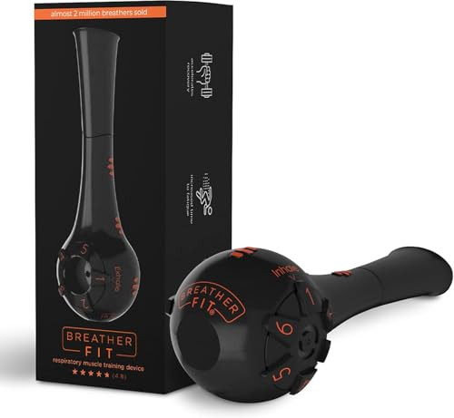 Breather Fit The Breather Fit - Lung Trainer For Athletes - Portable Breathing Exercise Device For Lungs - Respiratory Muscle Strengthener - Lung Exerciser Device - Breath Trainer - Coaching App Included