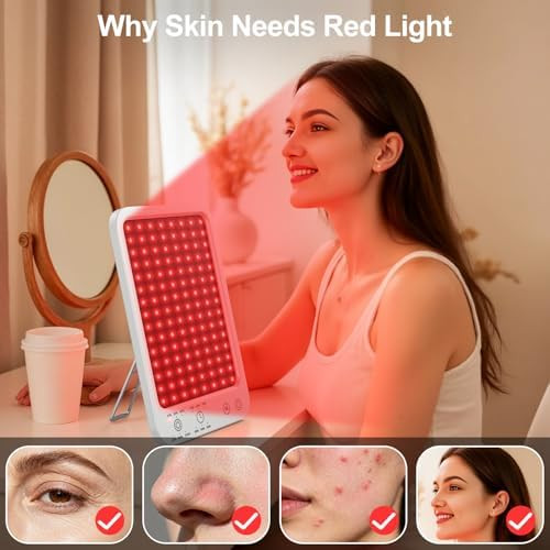 Ziptly Red Light Therapy For Face And Body, Dual 660Nm & 850Nm Near Infrared Red Light Therapy Panel With Adjustable Stand And Timer, 3 Modes And 6 Brightness Levels,Ideal For Family & Friends (White)