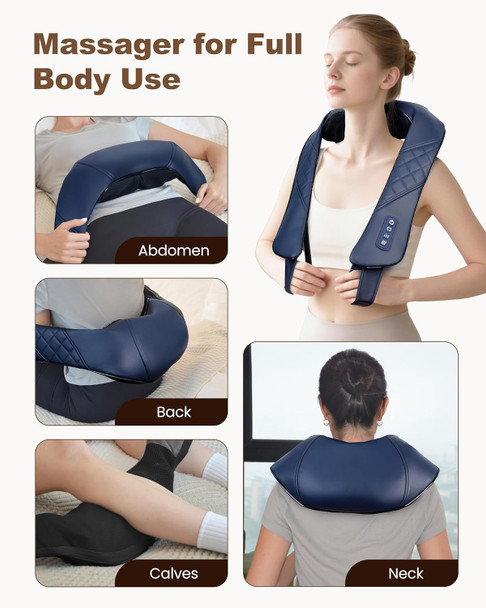 Beleduc Cordless Neck Massager For Pain Relief Deep Tissue, Shiatsu Neck Shoulder Massager With Heat, Portable Electric Massager For Shoulder, Back