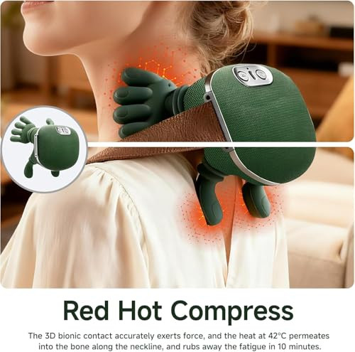 Benanwangm Neck Massager, Shiatsu Neck And Back Massager With Heat, 4D Kneading Simulated Human Hand Design Electric Deep Tissue Massage, Portable Body Massager For Shoulder, Pain Relief & Muscle Relax