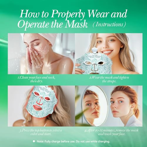 Duevie Led Face Mask Light Therapy Mask 7 Modes Portable Red Light Therapy For Face With 2000Mah Rechargeable Remote  850Nm Infrared and Red Light Mask  400 Leds For Anti Aging  At Home