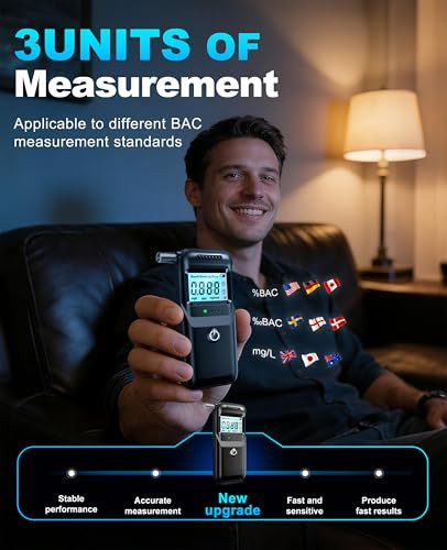 Akefta Breathalyzer, 2026 Breathalyzers For Alcohol With Lcd Digital Display Personal Portable Alcohol Breathalyzer Tester With 5 Mouthpieces For Home And Party Use