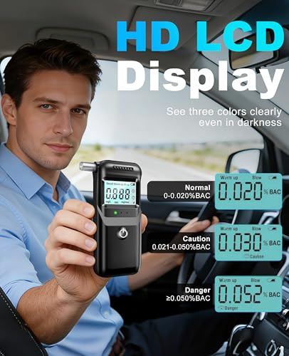 Akefta Breathalyzer, 2026 Breathalyzers For Alcohol With Lcd Digital Display Personal Portable Alcohol Breathalyzer Tester With 5 Mouthpieces For Home And Party Use