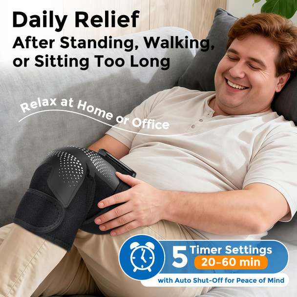 Democe Cordless Red Light Therapy For Knee, Knee Massager With Heat, Heated Knee Brace, Knee Massger For Pain Relief, Upgrade 4 Massage Area Knee Brace, 660Nm & 850Nm Red Light For Knee Elbow Shoulder