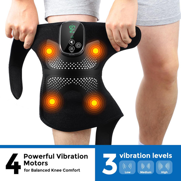 Democe Cordless Red Light Therapy For Knee, Knee Massager With Heat, Heated Knee Brace, Knee Massger For Pain Relief, Upgrade 4 Massage Area Knee Brace, 660Nm & 850Nm Red Light For Knee Elbow Shoulder