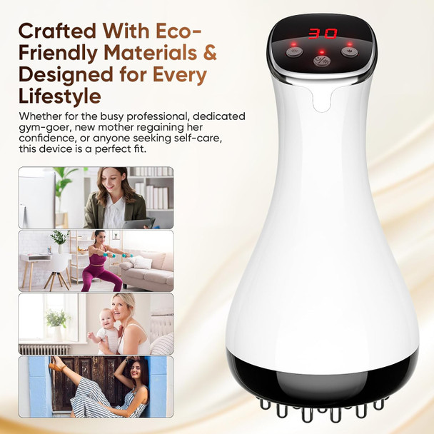 Afluodn Lymphatic Drainage Massager, Anti Cellulite Massage Tool & Body Sculpting Machine With 30-Level Microcurrent, Light, Heat & Vibration For Legs, Arms & Belly, Helps Reduce Stretch Marks & Cellulite