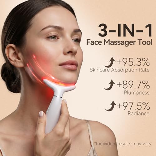 Yunruo Neck Face Massager Tool, 3-In-1 Portable Facial Massager, Face Sculpting Tool At Home For Skin Care With Vibration (White)
