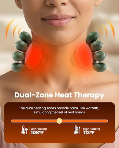 Eiwajkxe Neck Massager With Heat - Neck And Back Shiatsu Massager For Relieve Fatigue, Deep Tissue Portable Neck And Shoulder Massager For Home And Travel, Green