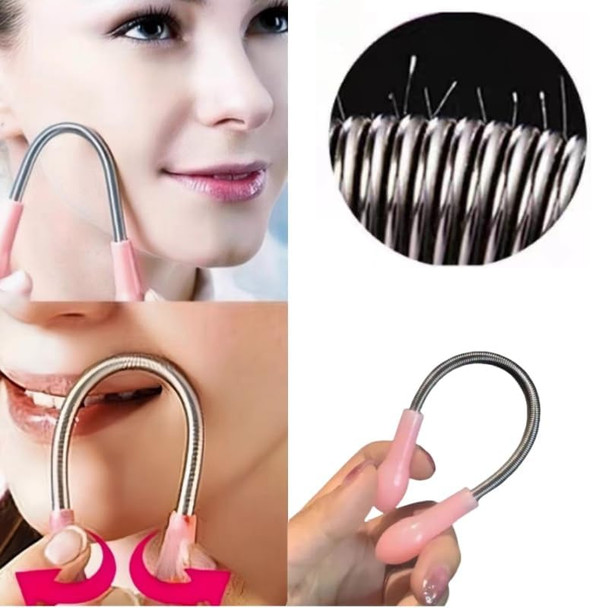 Ycnpeatt Threading Hair Removal Facial Hair Remover Spring - Painless Lip/Chin/Neck Epilator Tool With Abs Handle, 19.5Cm Stainless Steel Coil For Women, Lasts Weeks (13.3G) 6 Pack