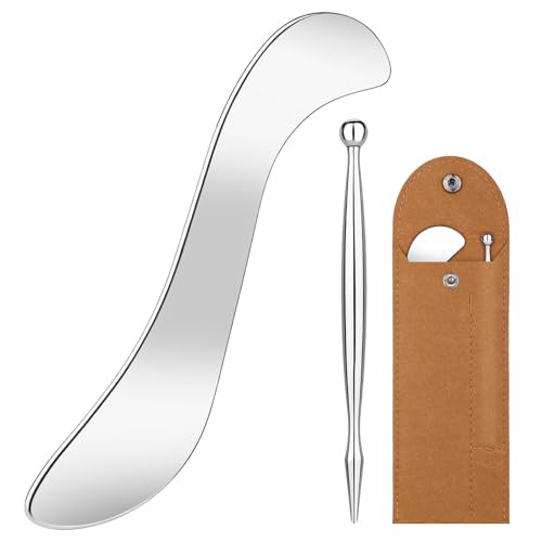 Eraeleph 2 In 1 Acupressure Pen And Scraper Set, Stainless Steel Muscle Scraper Tool, Body Gua Sha Tool For Physical Therapy, Deep Tissue Massage, Myofascial Release Tool