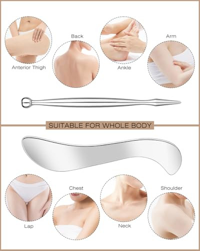 Eraeleph 2 In 1 Acupressure Pen And Scraper Set, Stainless Steel Muscle Scraper Tool, Body Gua Sha Tool For Physical Therapy, Deep Tissue Massage, Myofascial Release Tool