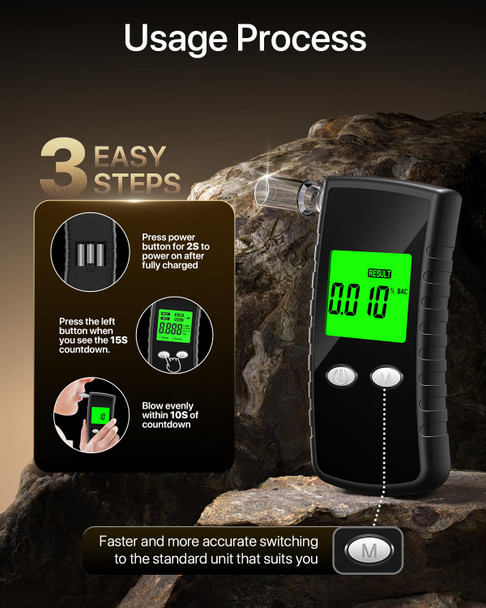 Baczgif 2026 Upgraded Breathalyzer,Breathalyzers For Alcohol With Lcd Digital Display,Alcohol Breathalyzer Tester For Home Use,Portable Breathalyzer With 10 Mouthpieces And Carrying Case