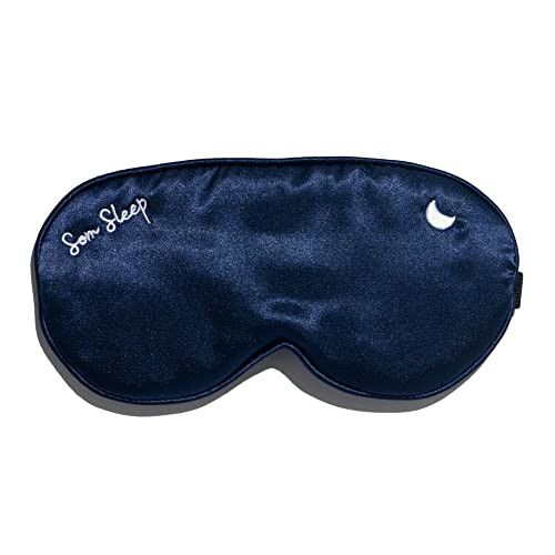 Som Sleep Satin Sleep Mask For Women & Men Soft & Comfortable Eye Mask For Sleeping With Adjustable Head Band 100 Light Blocking Breathable Fabric Eye Cover For Sleeping Navy Blue