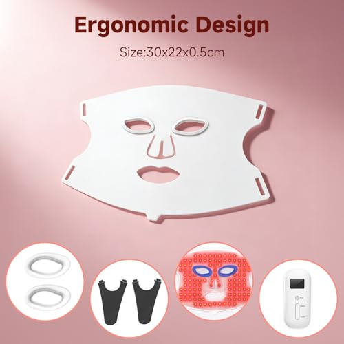 Cylbune Red Light Therapy For Face 3 Modes Portable Led Face Mask 850Nm Red Light Face Mask With Red, Blue And Mixed Light Rechargeable Remote Light Therapy Mask For Home Yoga Travel Gym