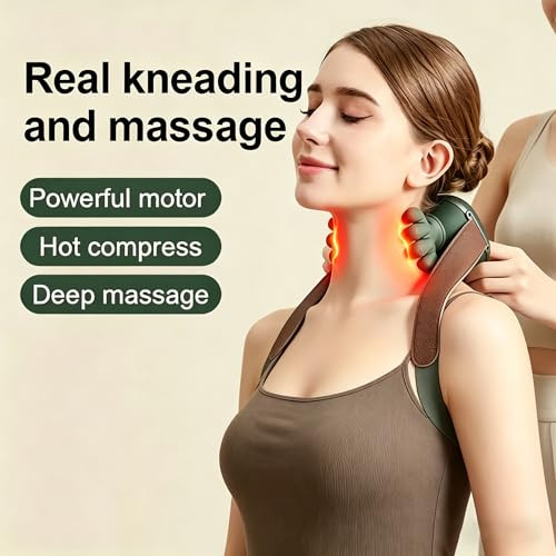 Dybyss Bionic Hand Neck And Shoulder Massager With Heat, Shiatsu Kneading Trapezius Muscle Massager, Cordless Portable Full Body Massage Device, For Office Workers & Parents