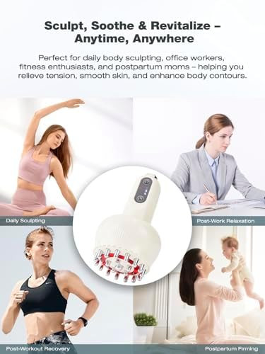 Yuonry Lymphatic Drainage Massager & Anti Cellulite Massage Tool, Helps Reduce Stretch Marks & Cellulite, For Legs, Arms & Belly, Body Sculpting Machine With Microcurrent, Light, Heat & Vibration