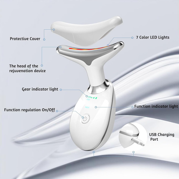Cotsoco 7 In 1 Face Massager Tool, Red Light Therapy For Face And Neck, Red Light Therapy Wand, Face Lift Device For Skin Care, White