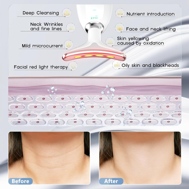 Cotsoco 7 In 1 Face Massager Tool, Red Light Therapy For Face And Neck, Red Light Therapy Wand, Face Lift Device For Skin Care, White