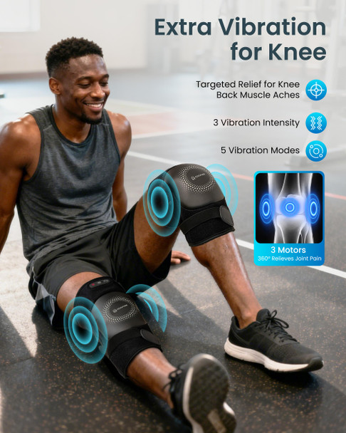 Comfier Fsa Cordless Knee Massager With Heat And Vibration For Pain Relief Hsa Eligible Items Graphene Heating Pad For Knee With 5 Massage Modes Rechargeable Heated Knee Brace Father ' s Day s