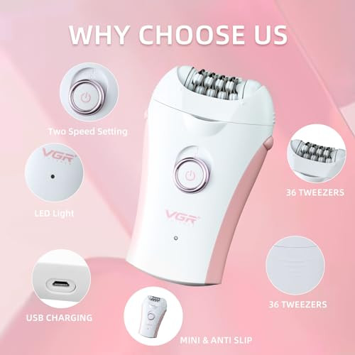 Fabmay Beauty Glabrouse Skin Smooth Glide Epilator For Women,Facial Epilator For Women,Cordless Face Hair Remover With Light,Hair Rmoval For Face Bikini Legs, Body Removal Device