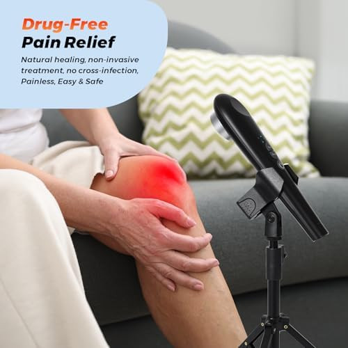 Figerm Cold Laser Therapy Device For Pain Relief, Infrared Red Light Therapy Devices For Knee, Neck, Joint And Muscle With 808Nm & 650Nm, 3 Power Mode/ 4 Timer, Handheld, Black