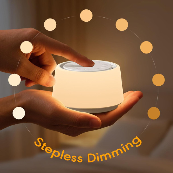 Smilebop White Noise Machine With Night Light, 30 Soothing Sounds Portable Sound Machine For Baby And Adults, 10 Color Night Light, 5 Timer Options, Memory Function,Compact For Travel (White)