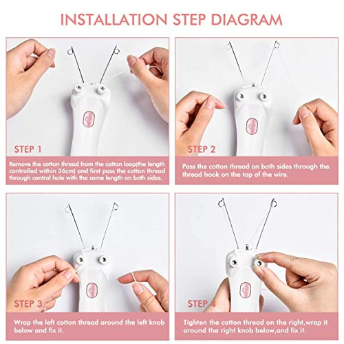 Flylin Facial Hair Remover, Electric Women Cordless Facial Threading Epilator Ladies Beauty Hair Remover Usb Rechargeable Facial Trimmer Cotton Threading Hair Shaver