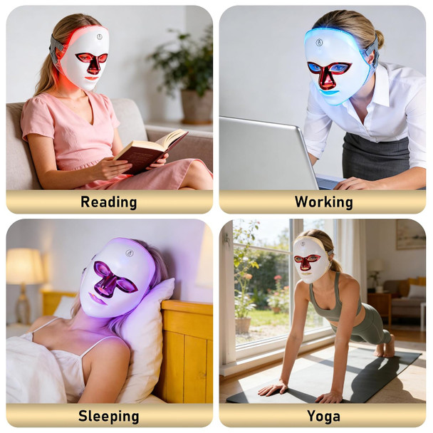 Zorendi Red Light Therapy Mask For Face 7 Colors Led Face Mask Light Therapy, Skin Care For Home Working Travel Yoga Cordless & Rechargeable