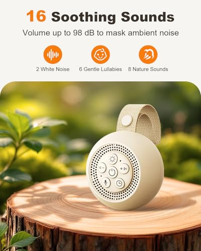 Afuosy White Noise Sound Machine With Voice Recording, 16 Soothing Sounds Portable Noise Machine, Night Light, Timer, Rechargeable White Noise Machine For Sleeping Nursery Home Office Travel