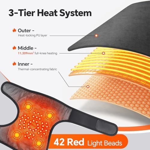 Woloyheatie Knee Massager, Cordless Heated Knee Brace Wrap, Rechargeable Knee Massager For Knee Shoulder Elbow Pain Relief, Heating Knee Brace Support For Arthritis/Joint Stiff/Muscle Strain