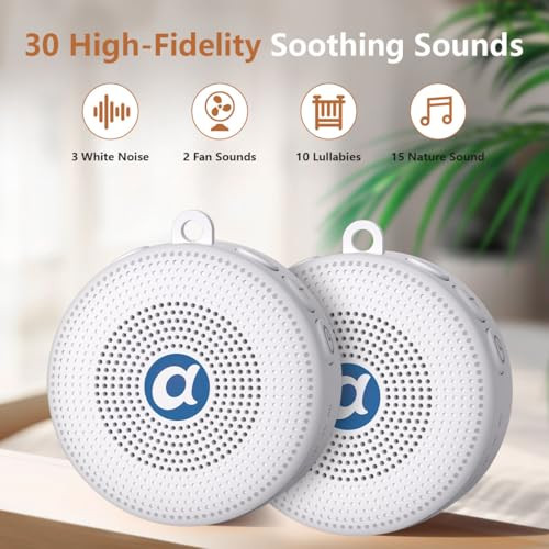 Soothing Machine Portable Noise Machine Baby Battery Sound Machine With 30 Soothing Sounds Mini White Noise Machine 32 Volume Level Sleep Machine For 3D Surround Noise Machine For Kid Adult Home Travel