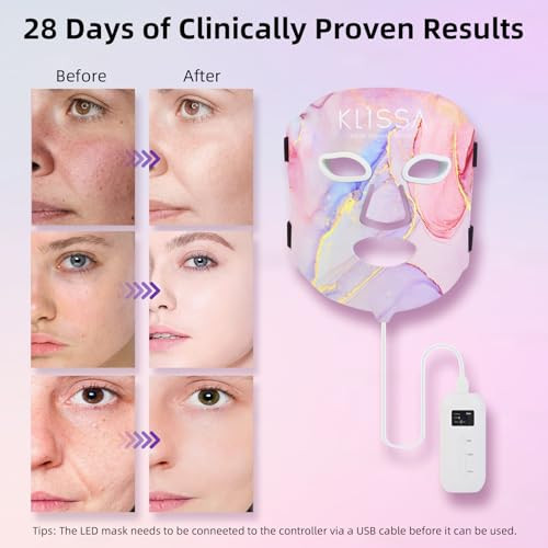Blumemo 4Colors Led Face Mask Light Therapy, Red Light Therapy Mask For Face, Soft Silicone Facial Skin Care Mask, Portable Rejuvenation Device For Home Use, Rechargeable Skin Mask For Women