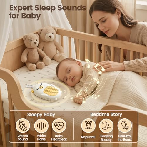 Vaydeer Baby Sound Machine For Sleep, Portable White Noise Machine With 115 Sounds & 4 Growth Stages, Pregnancy To Toddler Sleep Soother For Newborns, Babies & Moms, -Ready Design