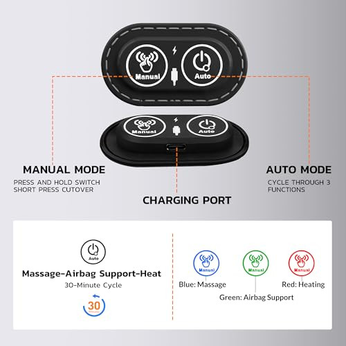 Dyhodu 3-In-1 Electric Back Massager Pillow, Rechargeable Lumbar Support Cushion With Heat Vibration