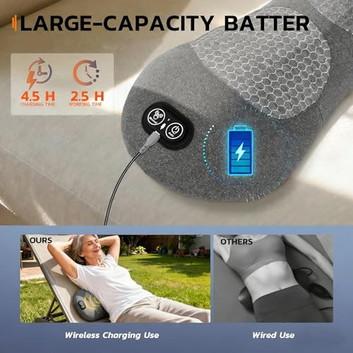Dyhodu 3-In-1 Electric Back Massager Pillow, Rechargeable Lumbar Support Cushion With Heat Vibration