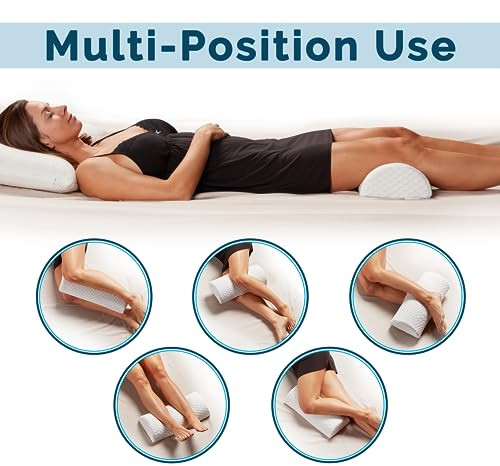 Comfilife Knee Pillow For Back Sleeping 100 Memory Foam Bolster Pillow For Legs Under Knee Pillow For Sleeping On Back Leg & Hip Pain Relief For Side Sleepers Half Moon Pillow