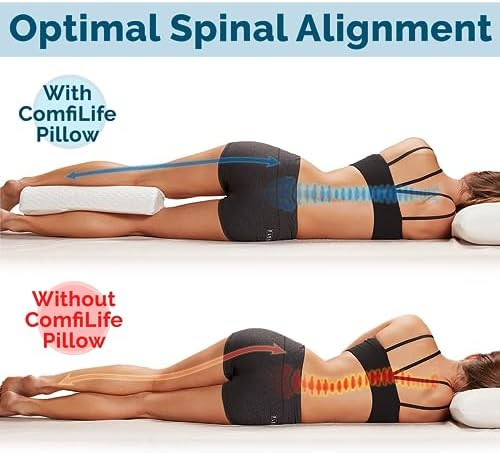Comfilife Knee Pillow For Back Sleeping 100 Memory Foam Bolster Pillow For Legs Under Knee Pillow For Sleeping On Back Leg & Hip Pain Relief For Side Sleepers Half Moon Pillow