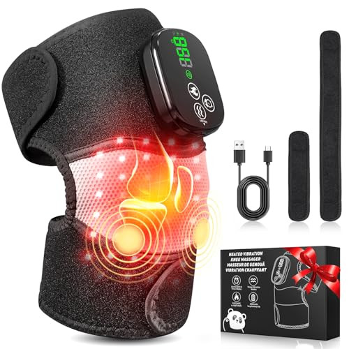 Viyachy Knee Massager With Heat & Vibration, Heated Knee Brace For Relaxation, Cordless Electric Heating Pad For Knee, Elbow & Shoulder, For Men, Women, Dad & Mom