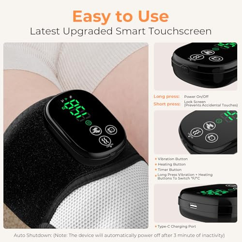 Viyachy Knee Massager With Heat & Vibration, Heated Knee Brace For Relaxation, Cordless Electric Heating Pad For Knee, Elbow & Shoulder, For Men, Women, Dad & Mom